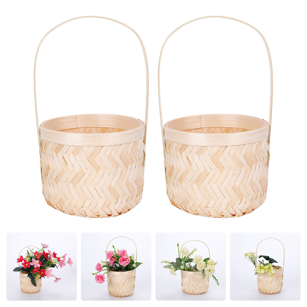 Sustainable Living Usa - 2 paniers décoratifs en bambou durable,